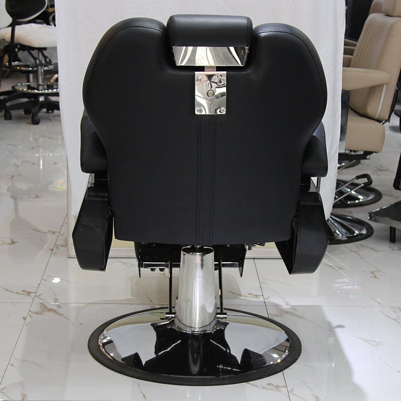 Heavy Duty Reclining Vintage Men Hair Cutting Salon Chair Black Leather Classic Barber Chair