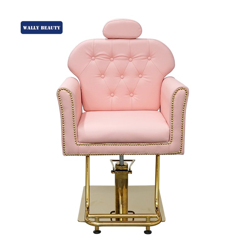 Wallybeauty nordic style portable reclining styling chair beauty salon equipment pink salon chairs with headrest