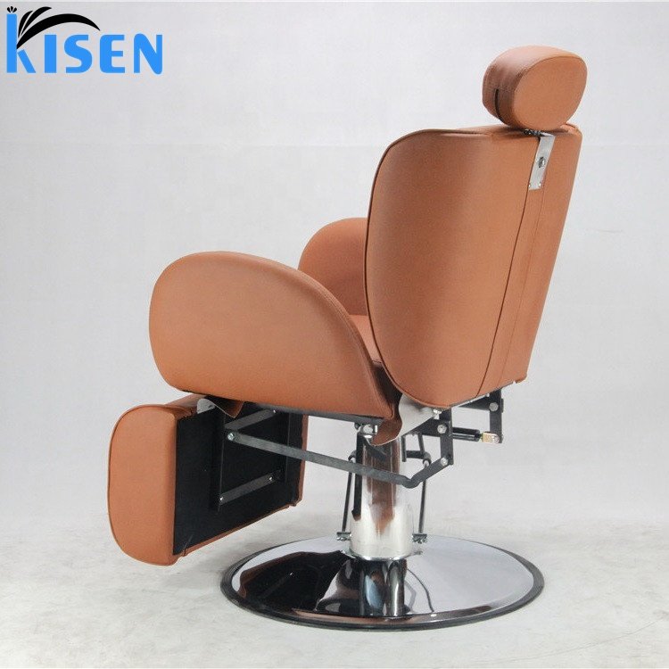 Soft Orange Barber Shop Stations Salon Furniture Barber Chairs