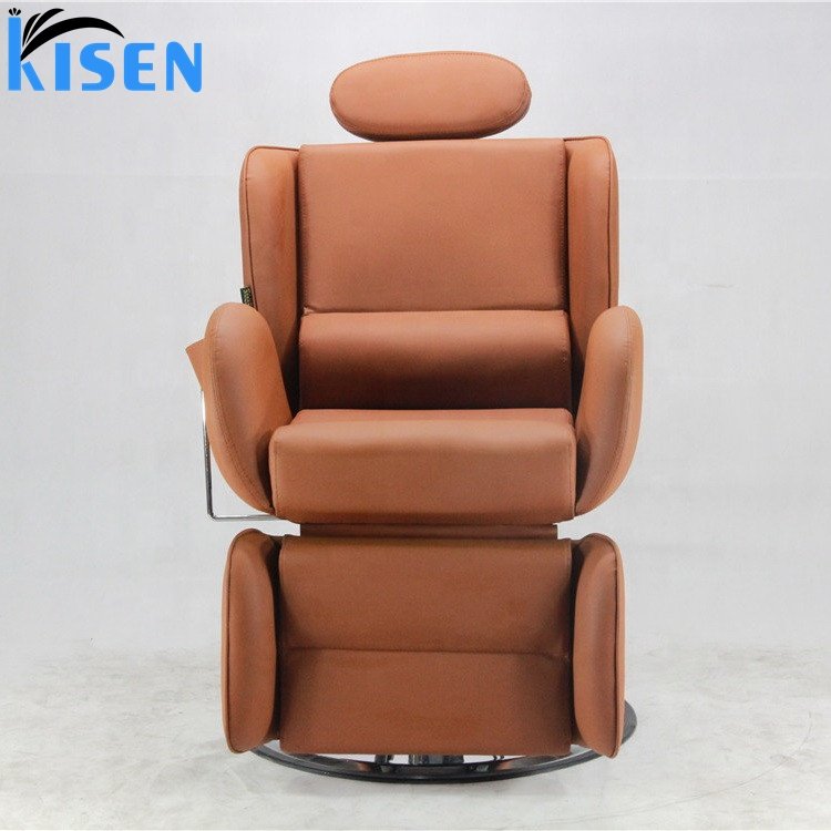 Soft Orange Barber Shop Stations Salon Furniture Barber Chairs