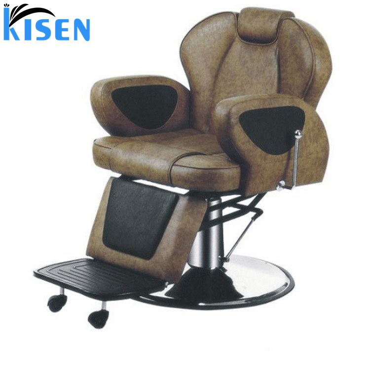 Soft Orange Barber Shop Stations Salon Furniture Barber Chairs