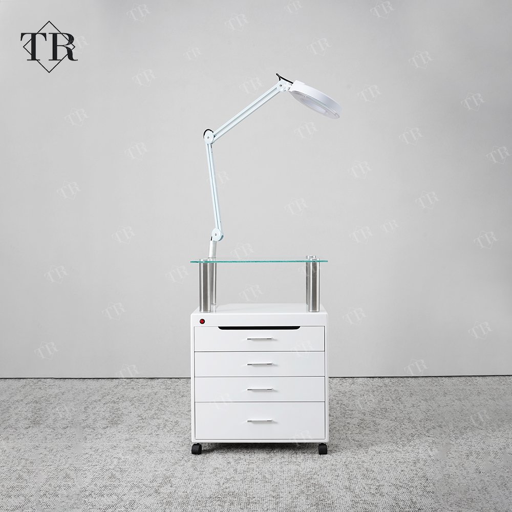 Turri Salon Shop Equipment Beauty Spa Furniture Tool Carts Manicure Beauty Salon Trolley Cart Cabinet with Folding Lamp