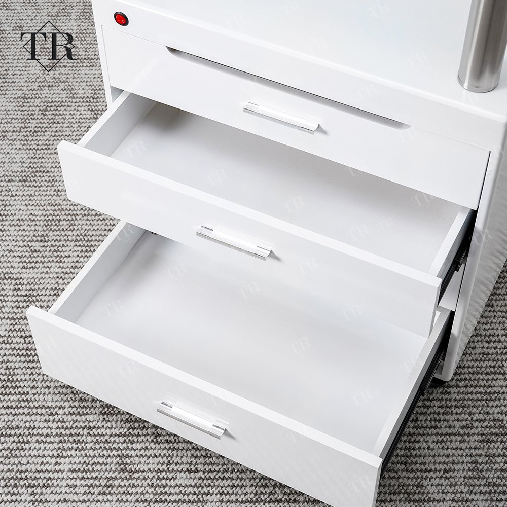 Turri Salon Shop Equipment Beauty Spa Furniture Tool Carts Manicure Beauty Salon Trolley Cart Cabinet with Folding Lamp