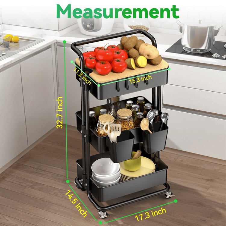 Manicure Salon Beauty Hair SPA Tattoo 3 Tier Rolling Metal Utility Caddy Cart Mobile Barber Tools Makeup Storage Trolley