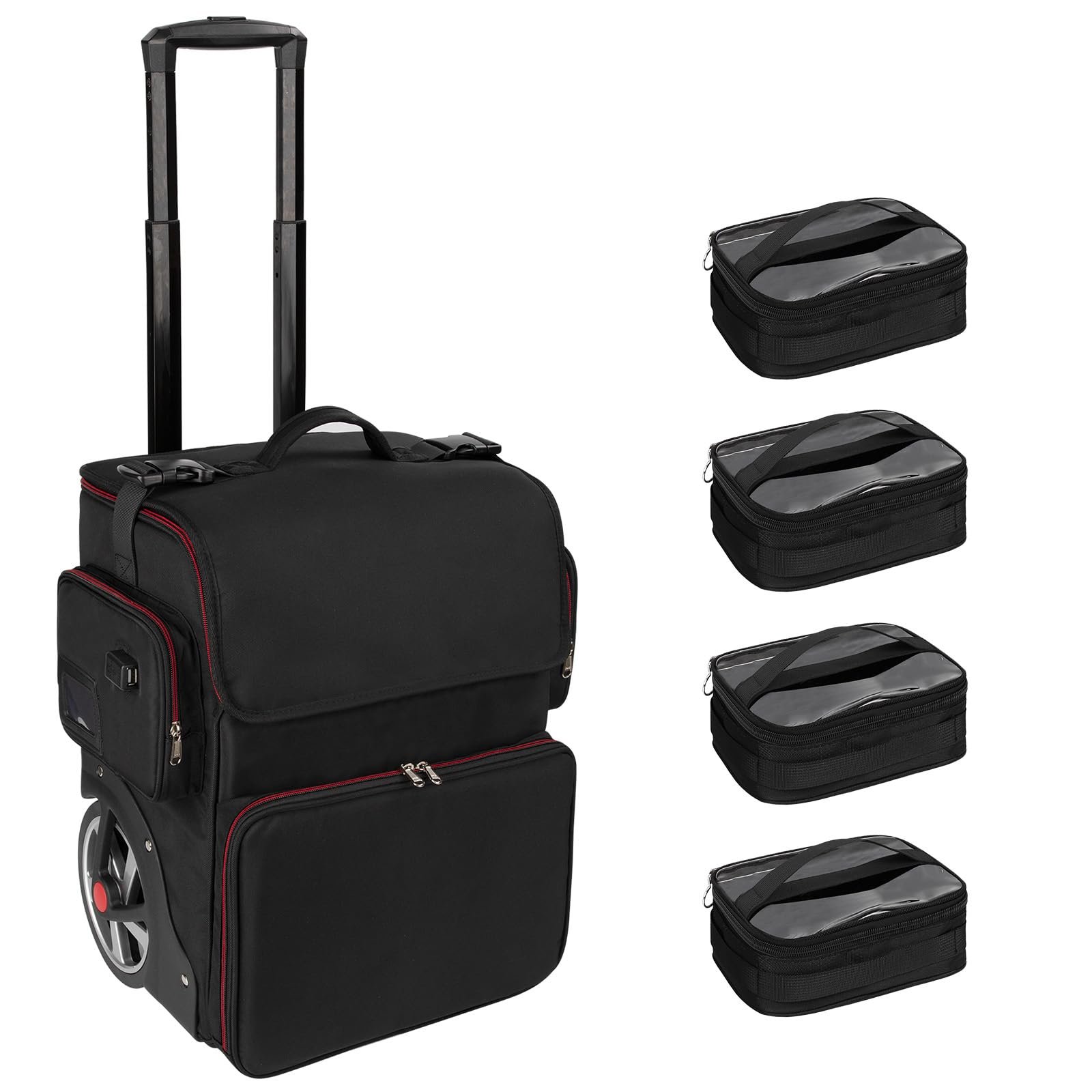 Hairdresser Tools Nylon Polyester Oxford Cloth Storage Travel Case Makeup Rolling Train Case Hairstylist Salon Trolley Case