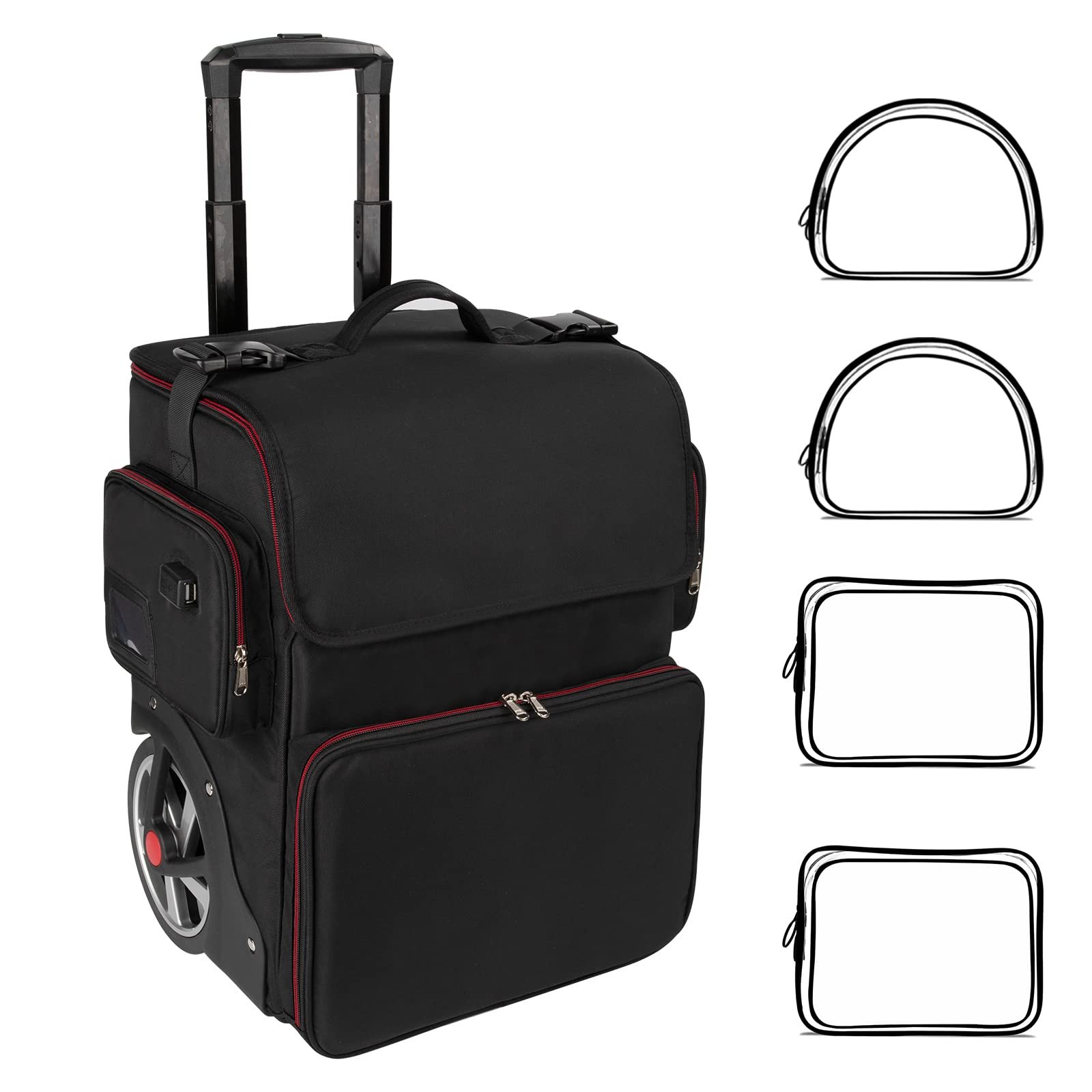 Hairdresser Tools Nylon Polyester Oxford Cloth Storage Travel Case Makeup Rolling Train Case Hairstylist Salon Trolley Case