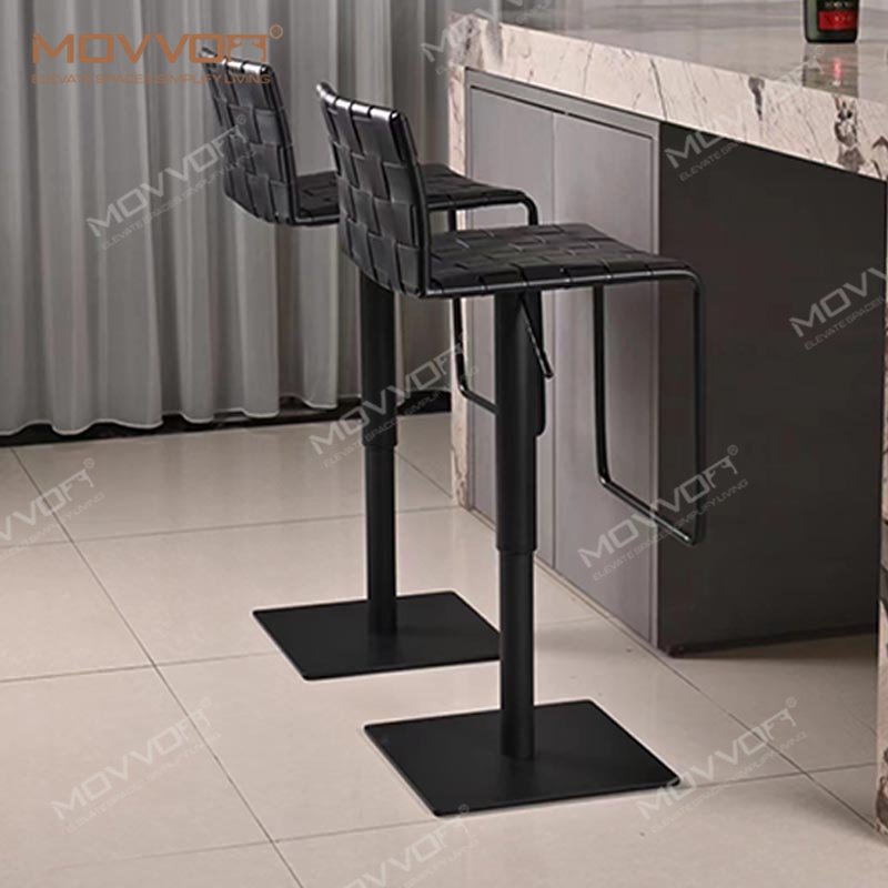 Hot Sale Coffee Restaurant Upholstered Bar High Stainless Steel Desk Swivel Lift Chair Stool Counter