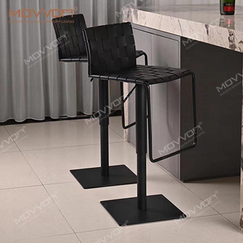 Hot Sale Coffee Restaurant Upholstered Bar High Stainless Steel Desk Swivel Lift Chair Stool Counter