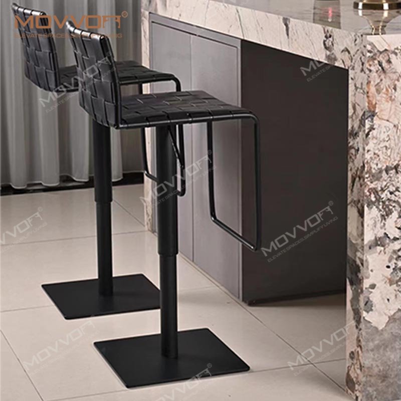 Hot Sale Coffee Restaurant Upholstered Bar High Stainless Steel Desk Swivel Lift Chair Stool Counter
