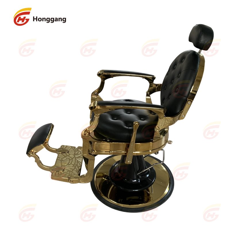 italian luxury classic salon shop black gold professional reclining hydraulic pump base barber chair for men