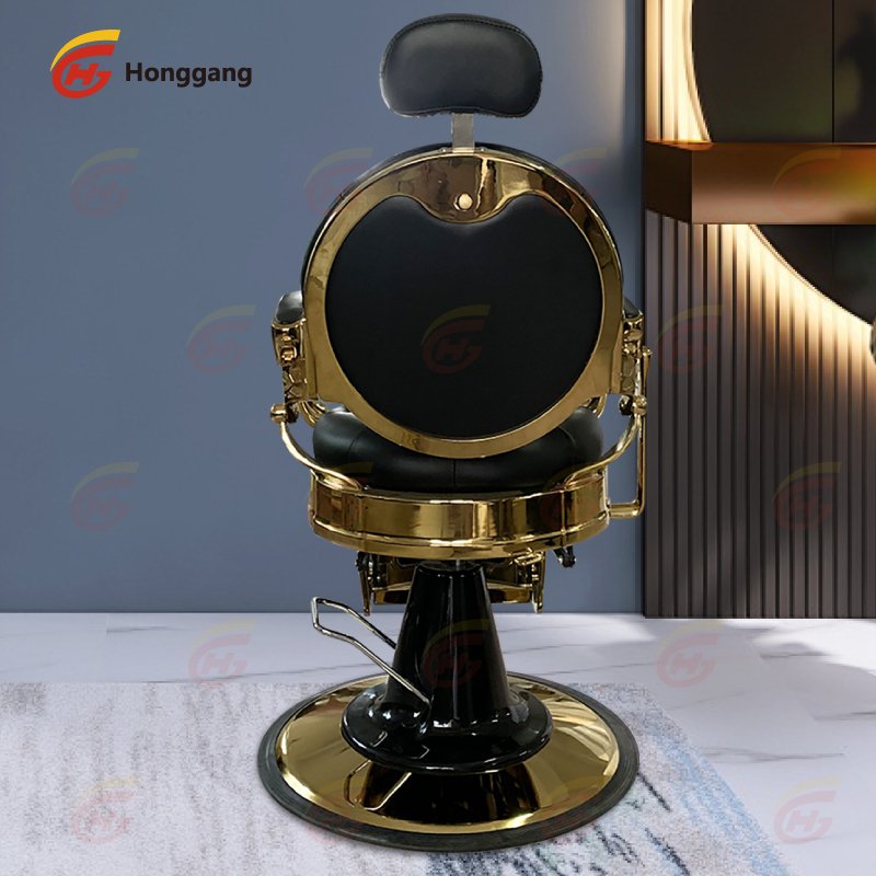 italian luxury classic salon shop black gold professional reclining hydraulic pump base barber chair for men