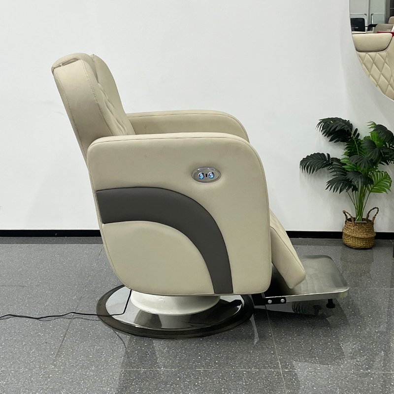 Novel electric reclining barber chair with customizable LOGO 180° flat lying salon chair for salon shop