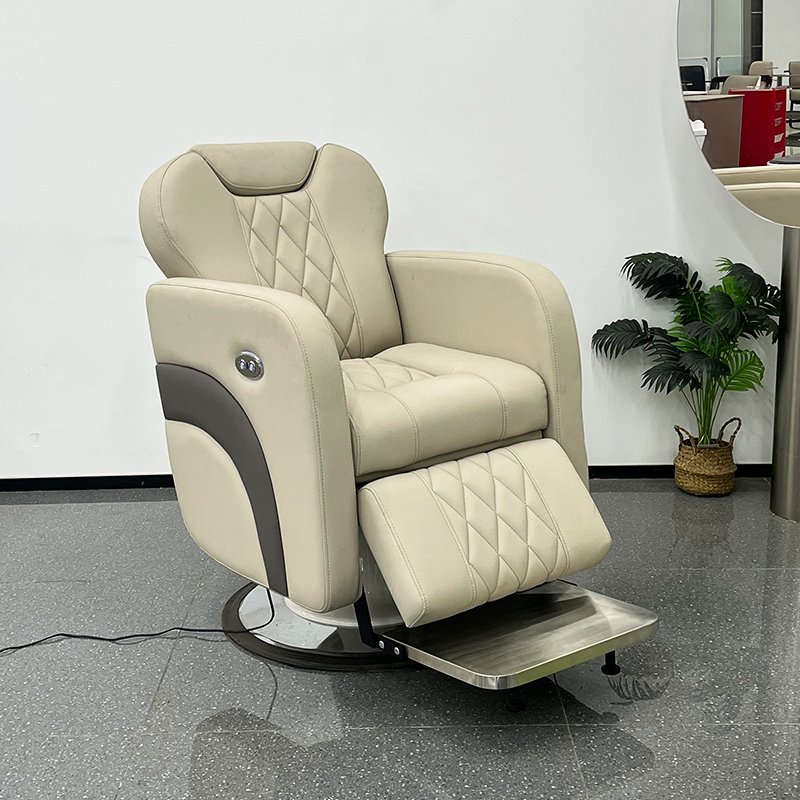 Novel electric reclining barber chair with customizable LOGO 180° flat lying salon chair for salon shop