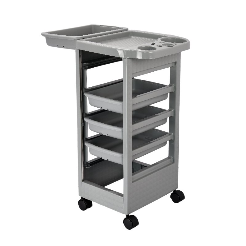 Gray Plastic Salon Cart WIth Five Drawers For Salon Hairdressing Equipment