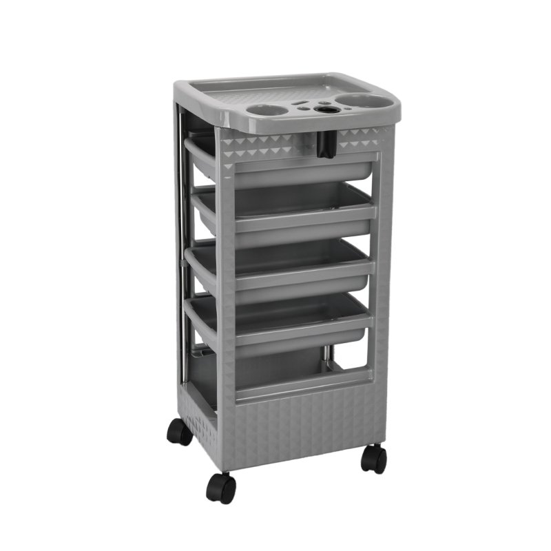 Gray Plastic Salon Cart WIth Five Drawers For Salon Hairdressing Equipment