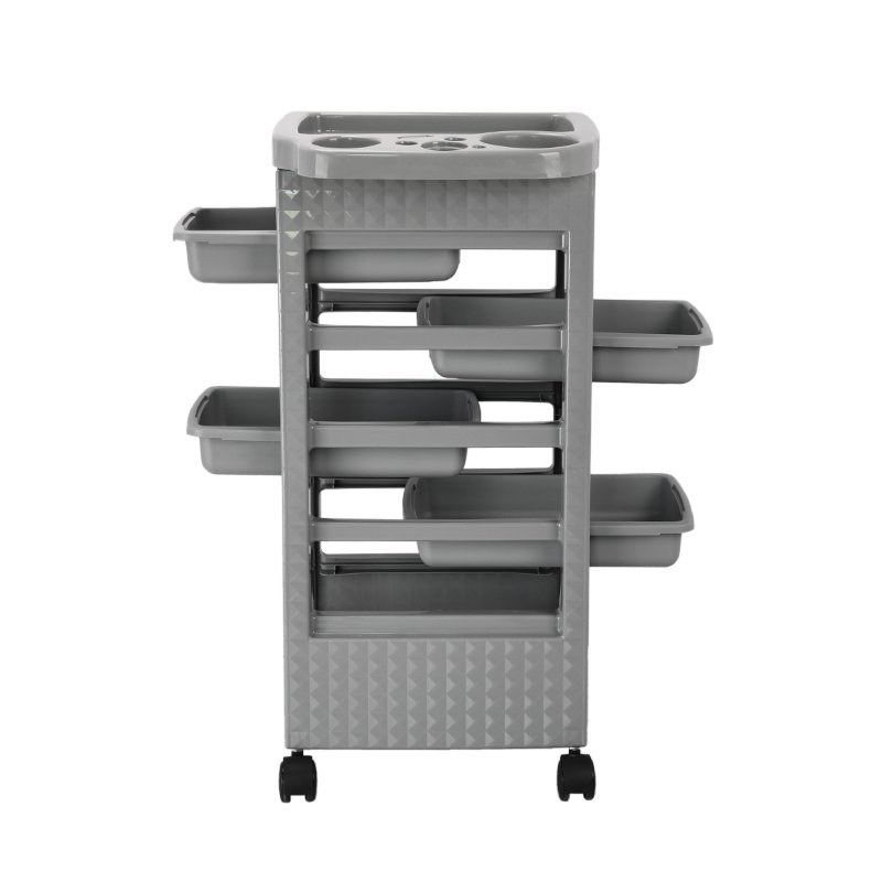 Gray Plastic Salon Cart WIth Five Drawers For Salon Hairdressing Equipment