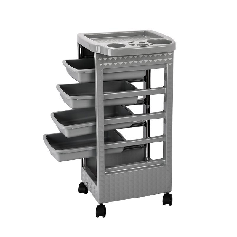 Gray Plastic Salon Cart WIth Five Drawers For Salon Hairdressing Equipment