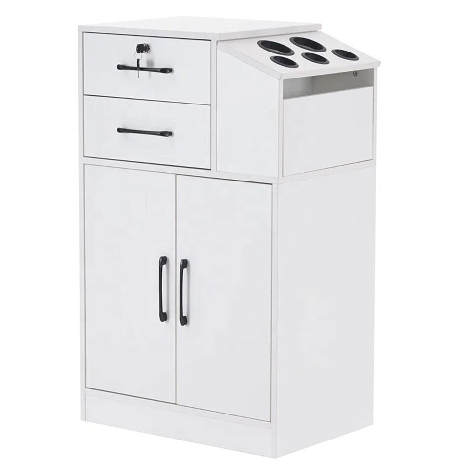 Modern Design Beauty Salon Bar Storage Cabinet Hair Stylist Barber Station with Styling Equipment for Hotels and Halls