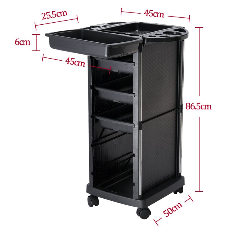 Storage Salon Trolley 4 Drawers Stainless Steel Tube Hairdressing Cart Rolling Multifunction Tool Cart For Barber