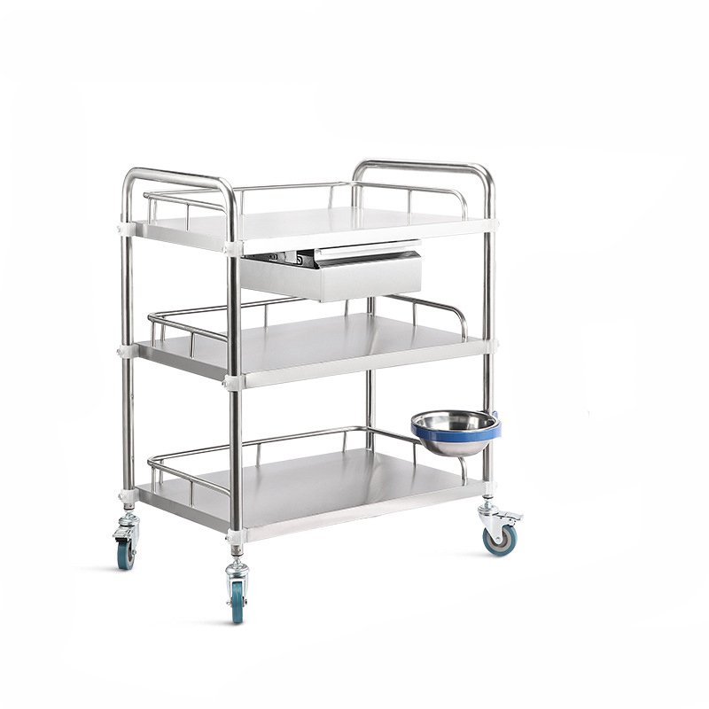 Hot selling in multiple specifications Stainless steel assembled medicine metal cart Medical Trolley Cart