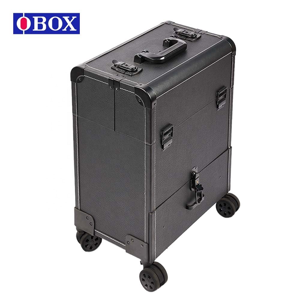 Wholesale Hot Style Aluminum Rolling Makeup Case Cosmetic Trolley Case for Salon Organizer