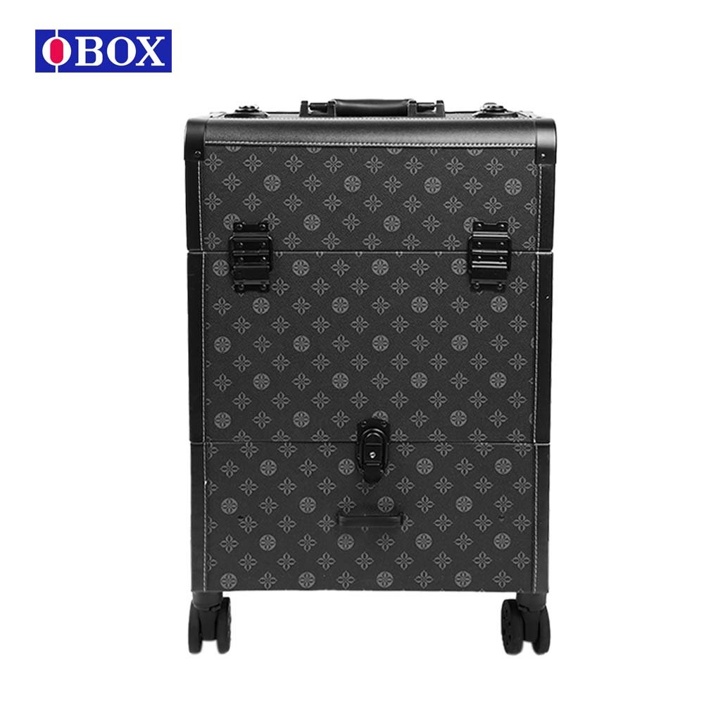Wholesale Hot Style Aluminum Rolling Makeup Case Cosmetic Trolley Case for Salon Organizer