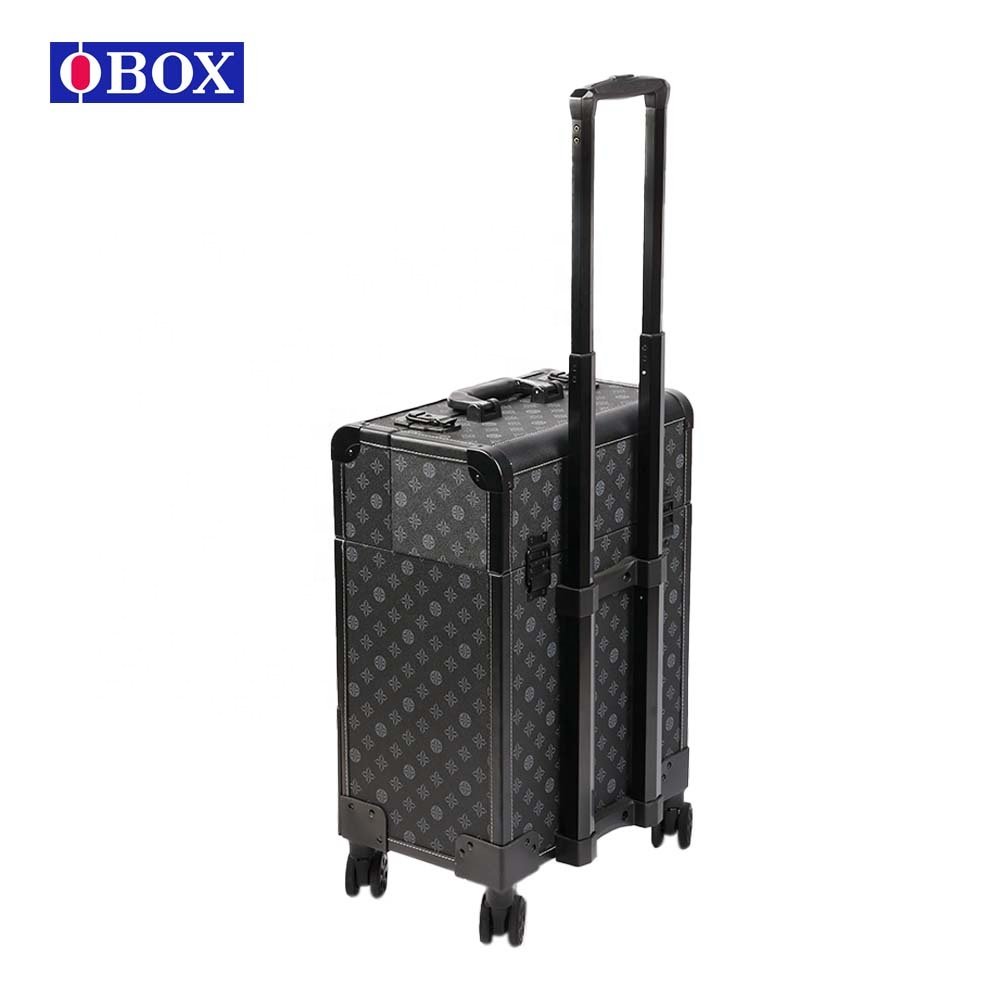 Wholesale Hot Style Aluminum Rolling Makeup Case Cosmetic Trolley Case for Salon Organizer
