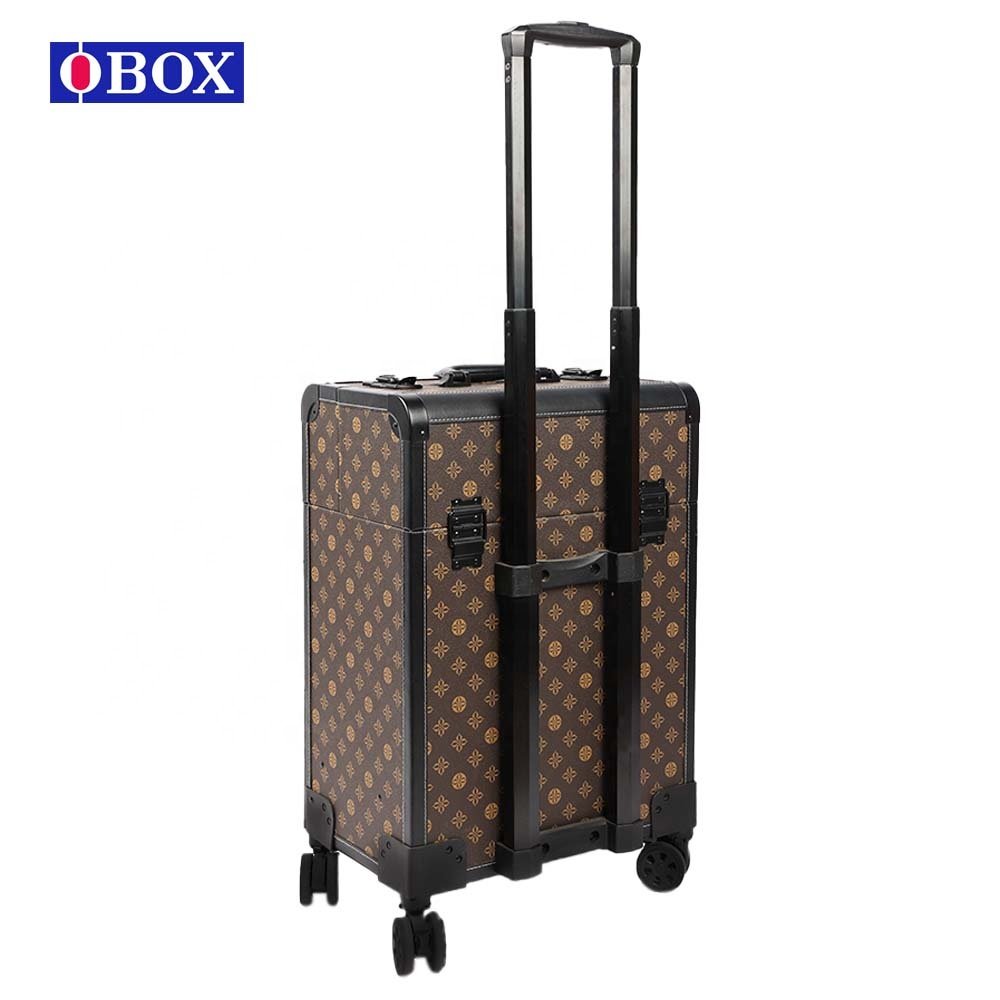 Wholesale Hot Style Aluminum Rolling Makeup Case Cosmetic Trolley Case for Salon Organizer