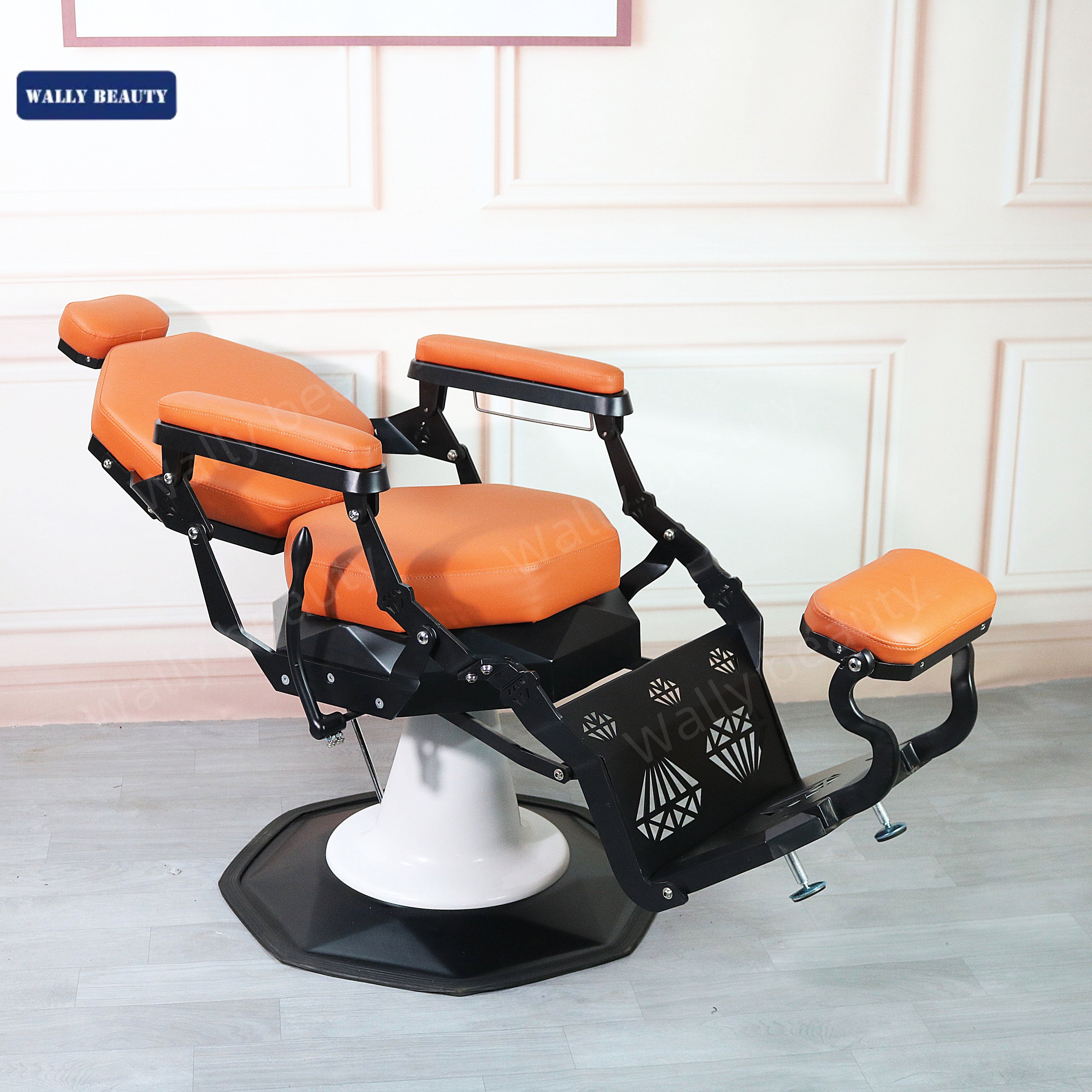 Wally Beauty Guanghzou Hair Salon Furniture Orange Barber Chair Ladies Salon Chairs For Barbershop