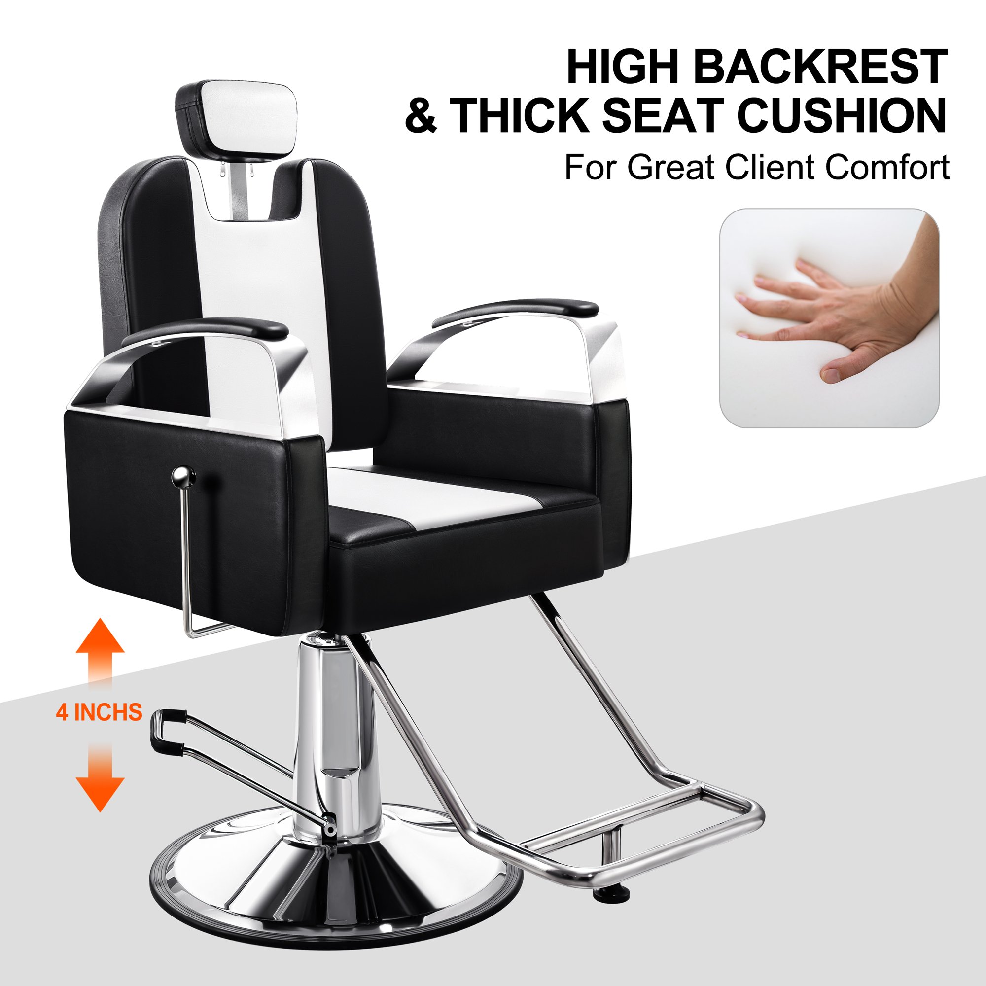 High Quality Adjustable Height Modern Professional Reclining Barber Chair Comfortable Salon Furniture Hair Salon Chair