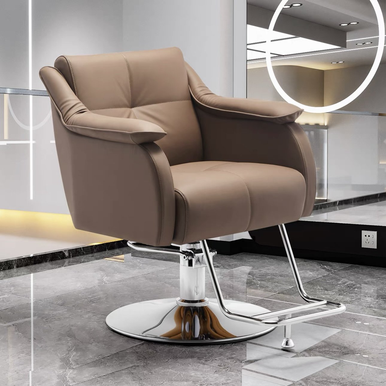 Modern Vintage Style Salon Furniture Leather Lifting Hairdressing Chair for Beauty and Barber Shops on Sale