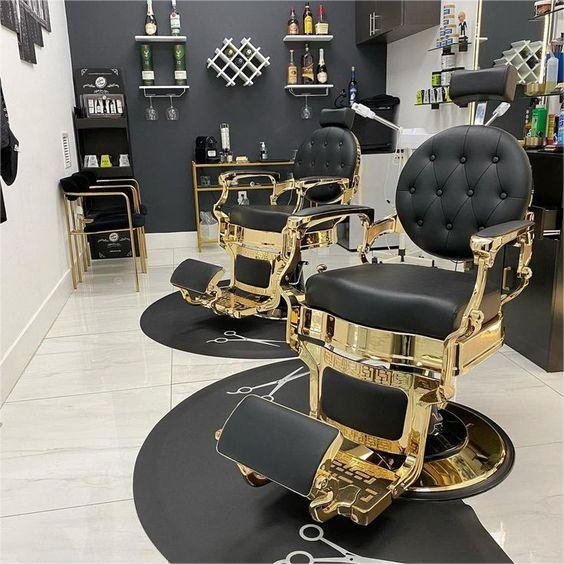 Modern Luxury High Beauty Quality Hair Leather Black Portable Barber Shop Metal Salon Barber Chair