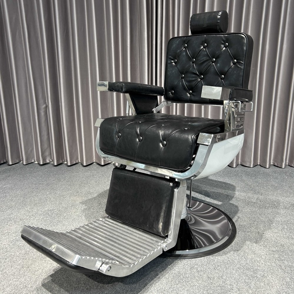 Modern Vintage Barber Chair with Classic Leather Black PU Hydraulic Metal for Beauty Salon for Barbershop Use