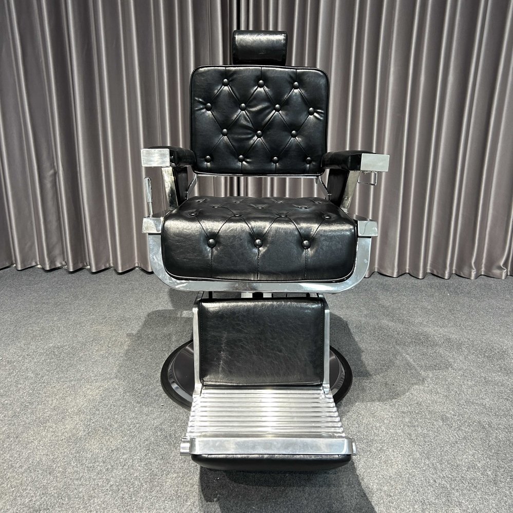 Modern Vintage Barber Chair with Classic Leather Black PU Hydraulic Metal for Beauty Salon for Barbershop Use