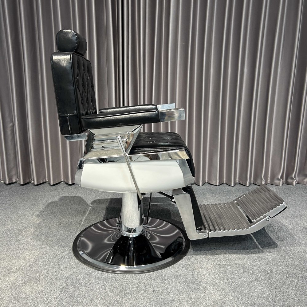 Modern Vintage Barber Chair with Classic Leather Black PU Hydraulic Metal for Beauty Salon for Barbershop Use