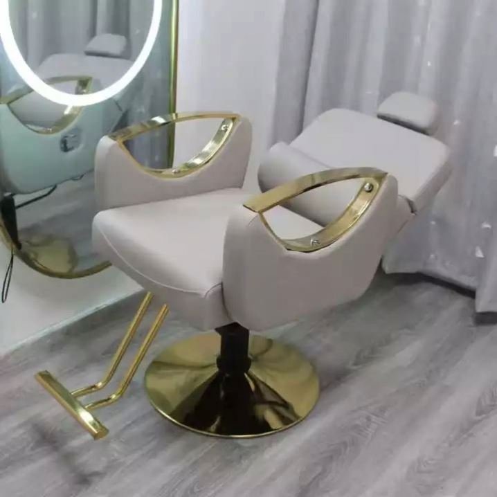 Hot Selling Salon Furniture Reclining Barber Chair Adjustable Golden Barber Chair Beauty Salon Factory