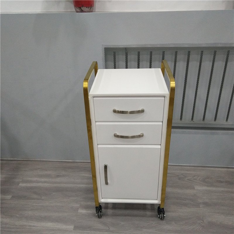 Side Table Nordic Metal Hair Salon Toolbox Head Gold Set Modern Wheeled Movable Sliding Side Table