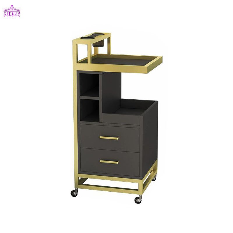 2024 hottest white and gold salon trolley hair salon equipment cart for beauty salon