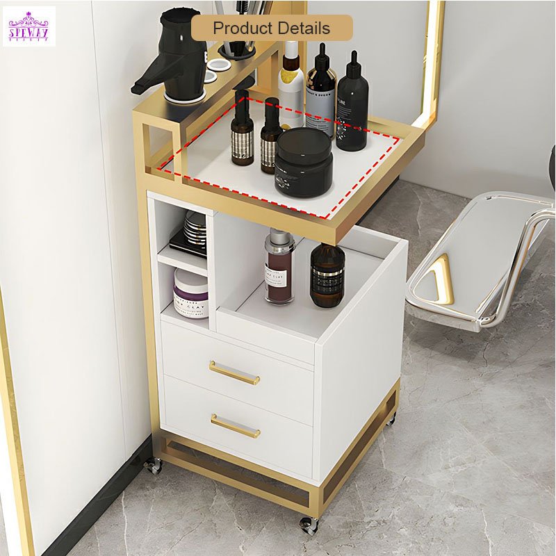 2024 hottest white and gold salon trolley hair salon equipment cart for beauty salon