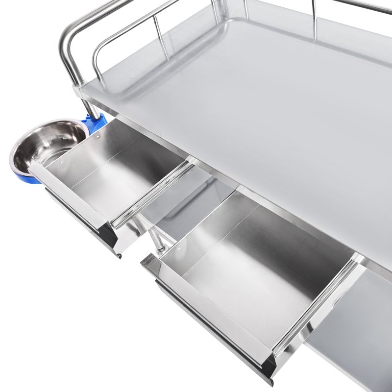 Stainless Steel Hospital Medical Cart Trolley Shelves Medical Clinical Treatment Trolley with Drawers