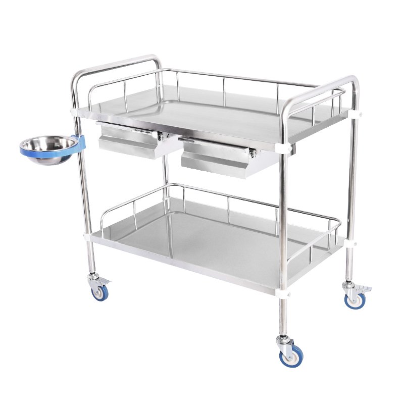 Stainless Steel Hospital Medical Cart Trolley Shelves Medical Clinical Treatment Trolley with Drawers