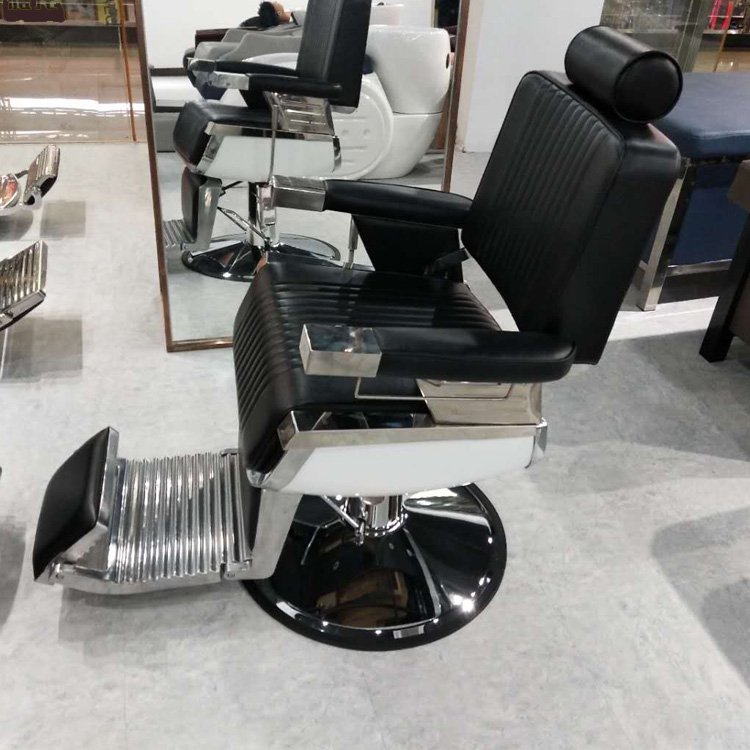 Retro salon barber shop men reclining heavy duty hydraulic antique PU leather barber chair