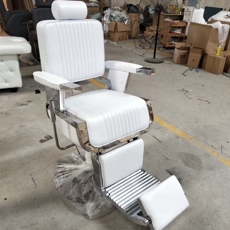 Retro salon barber shop men reclining heavy duty hydraulic antique PU leather barber chair