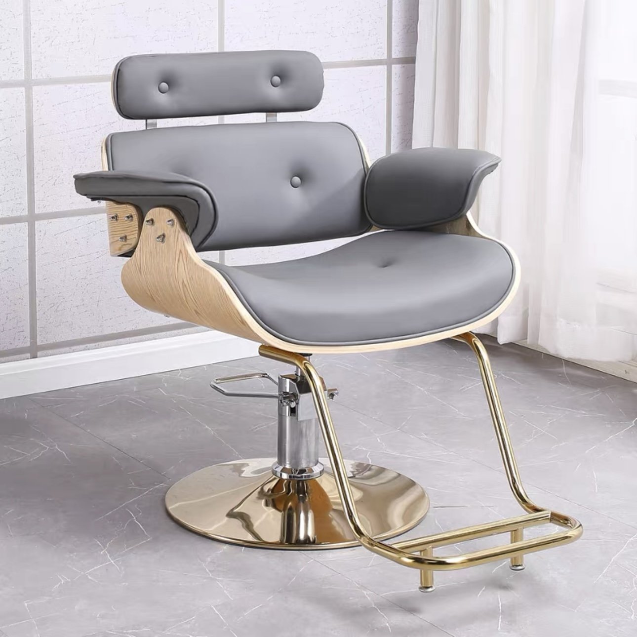 Hairdressing Salon Gold Tilt Hydraulic Adjustable Lifting Beauty And Hairdressing Equipment Barber Chair Salon Styling Chair