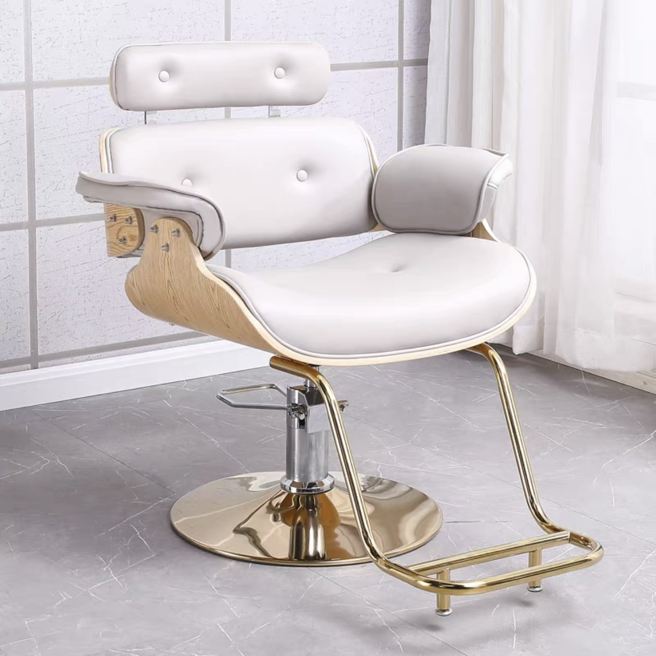 Hairdressing Salon Gold Tilt Hydraulic Adjustable Lifting Beauty And Hairdressing Equipment Barber Chair Salon Styling Chair