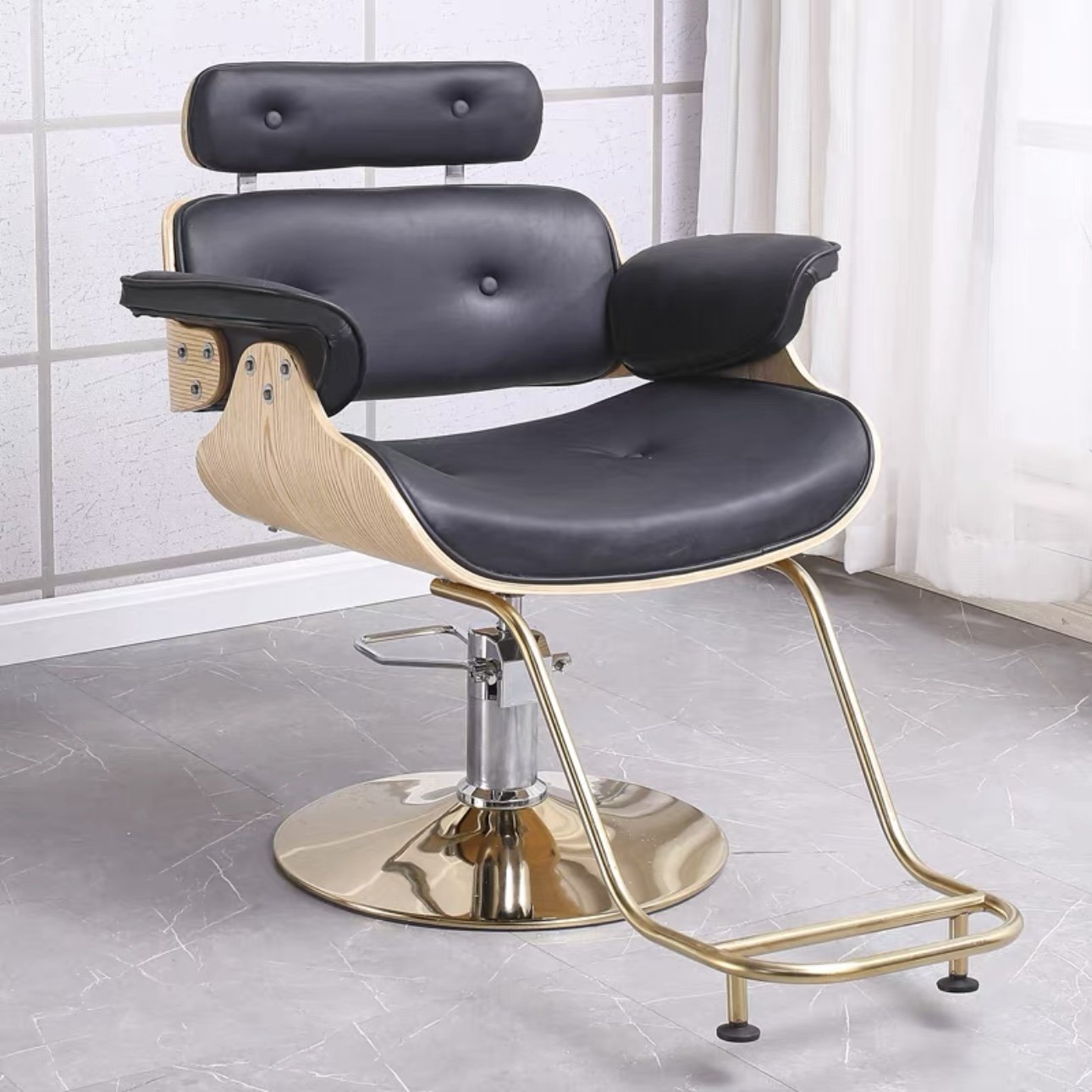 Hairdressing Salon Gold Tilt Hydraulic Adjustable Lifting Beauty And Hairdressing Equipment Barber Chair Salon Styling Chair