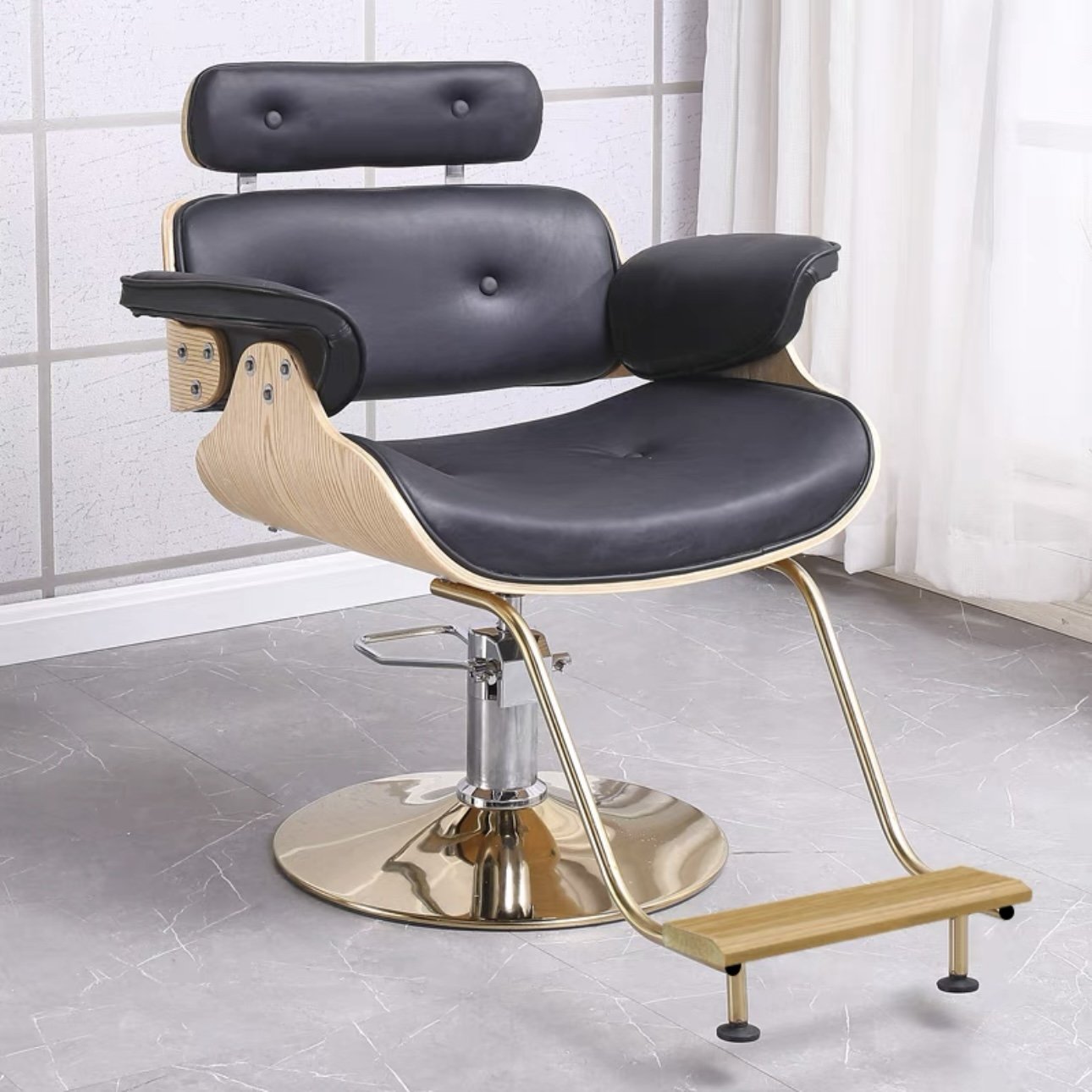 Hairdressing Salon Gold Tilt Hydraulic Adjustable Lifting Beauty And Hairdressing Equipment Barber Chair Salon Styling Chair