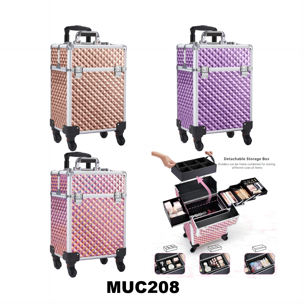 Salon Cosmetology Beauty Travel Case Large Storage Cosmetic Trolley