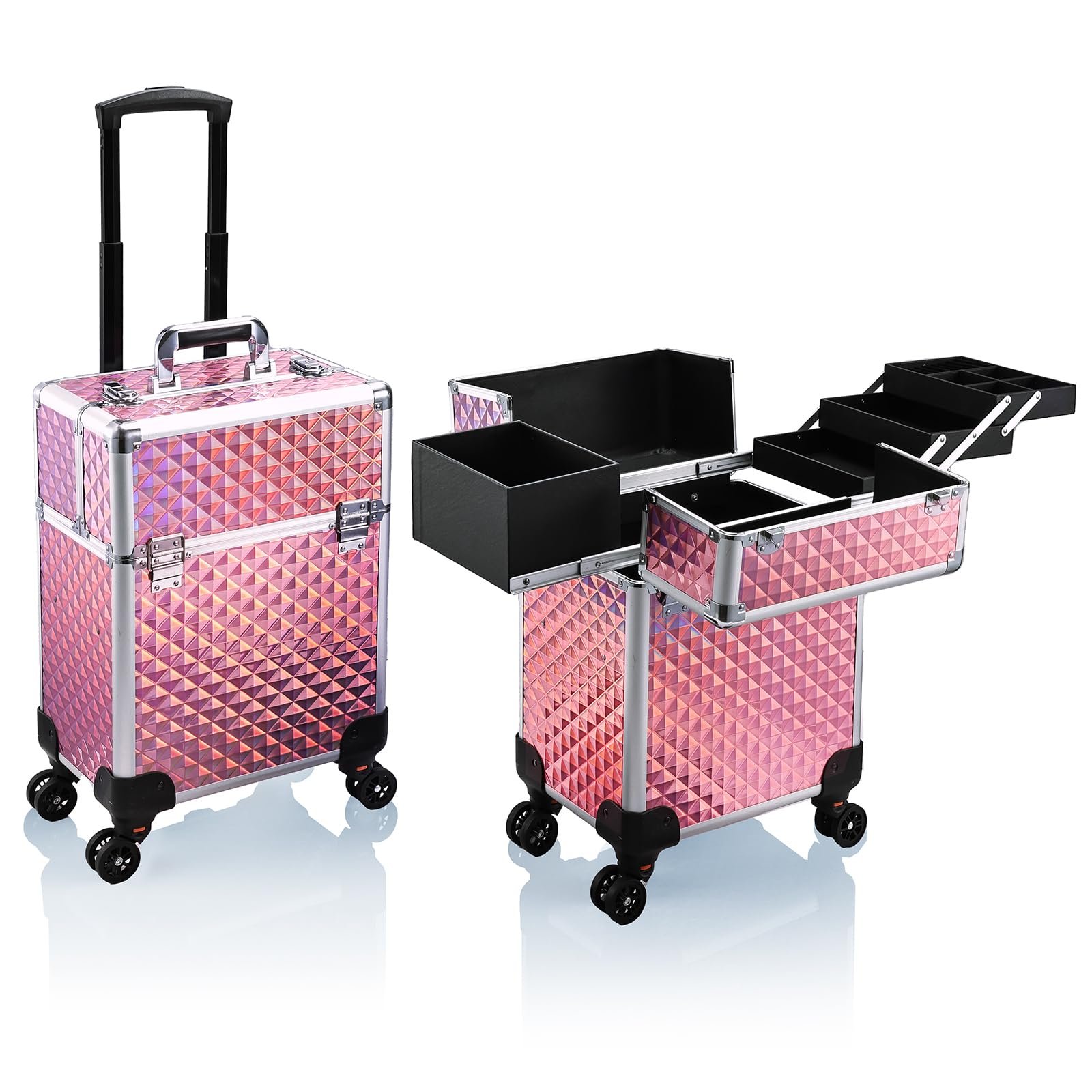 Salon Cosmetology Beauty Travel Case Large Storage Cosmetic Trolley