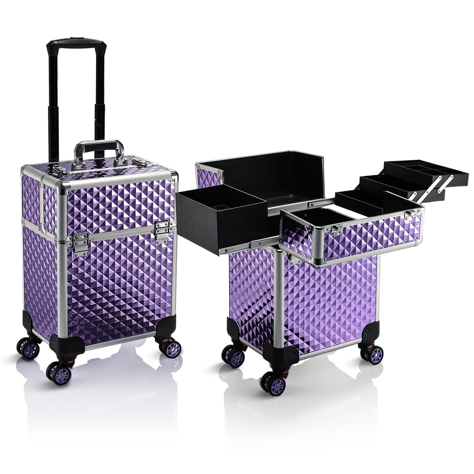 Salon Cosmetology Beauty Travel Case Large Storage Cosmetic Trolley
